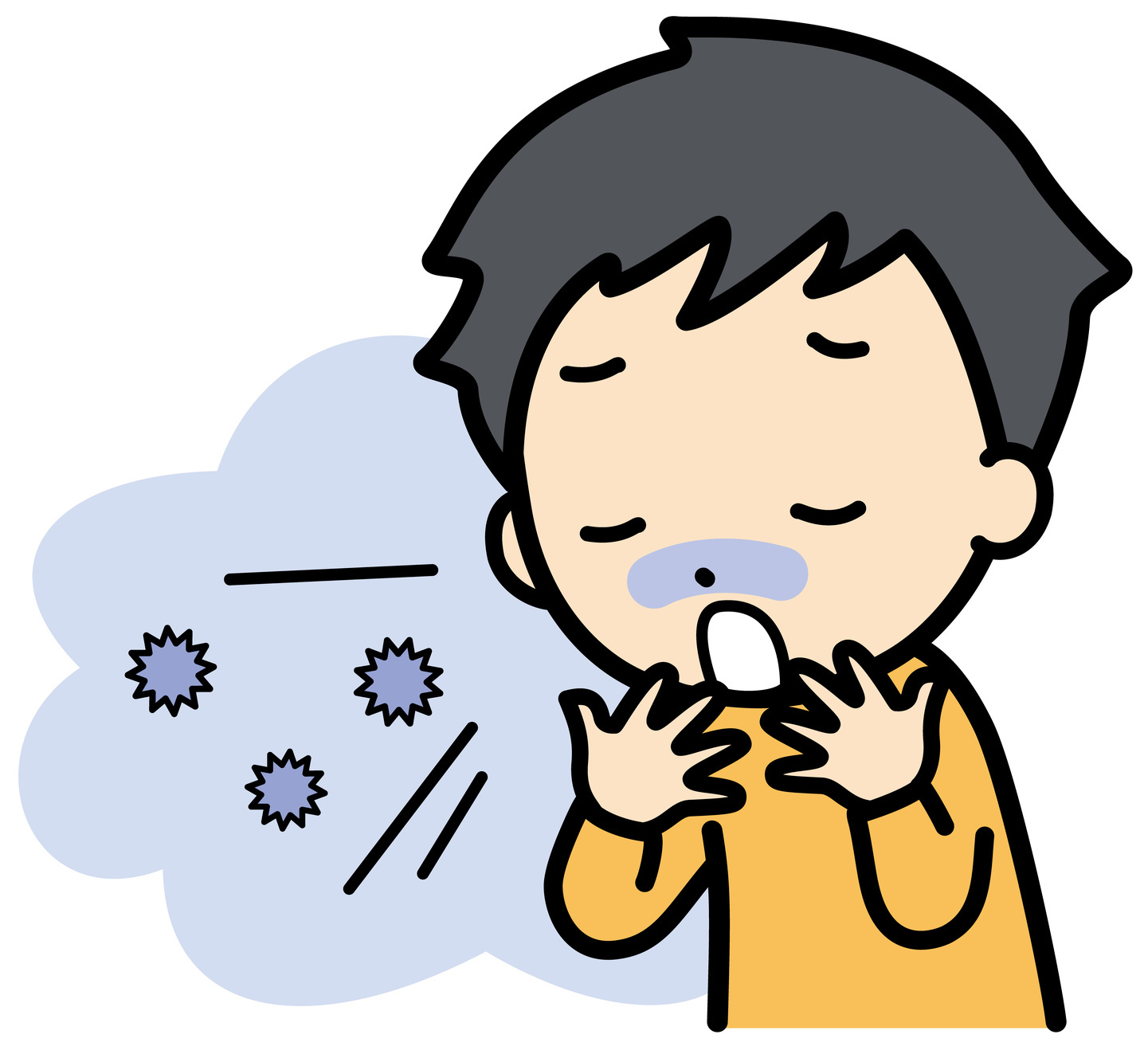 咳をしている男の子のイラスト